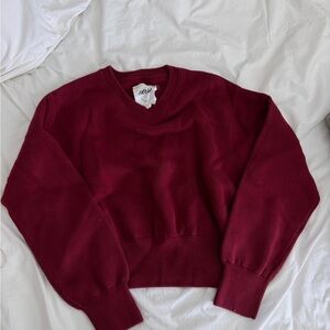Aerie Deep Red Crew Neck Sweater
